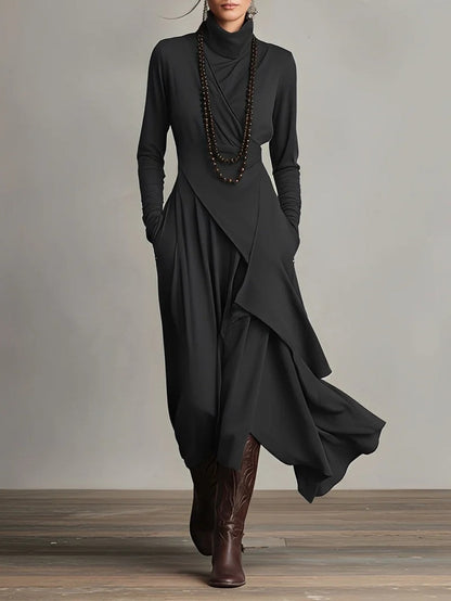 Elegant flowy maxi dress with waist-defining silhouette, feminine cut for effortless all-day style