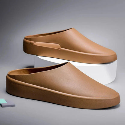 Men's minimalist closed-toe slip-on slides lightweight EVA cushioned indoor outdoor slippers