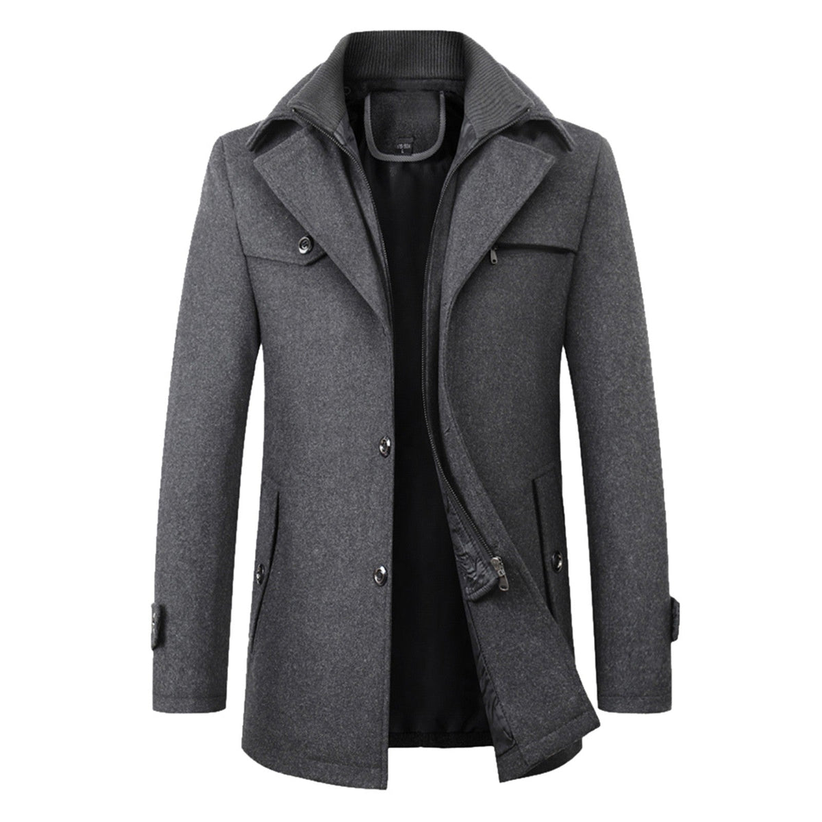Beaumont elegant double-collar wool coat in classic neutral tone, tailored structured fit
