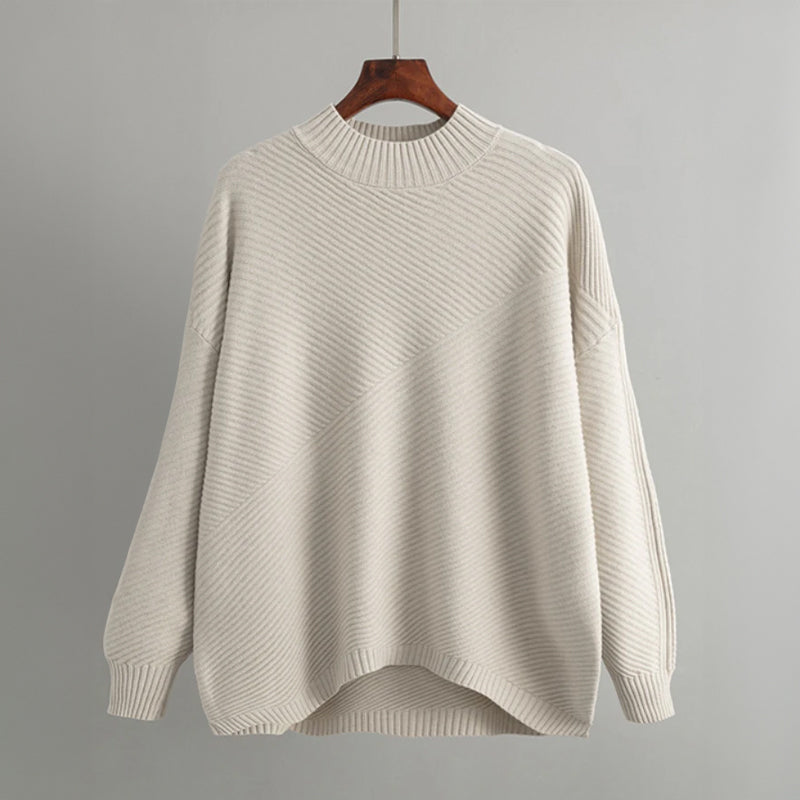 Taupe unisex vintage knit sweater subtle turtleneck relaxed fit soft cozy pullover
