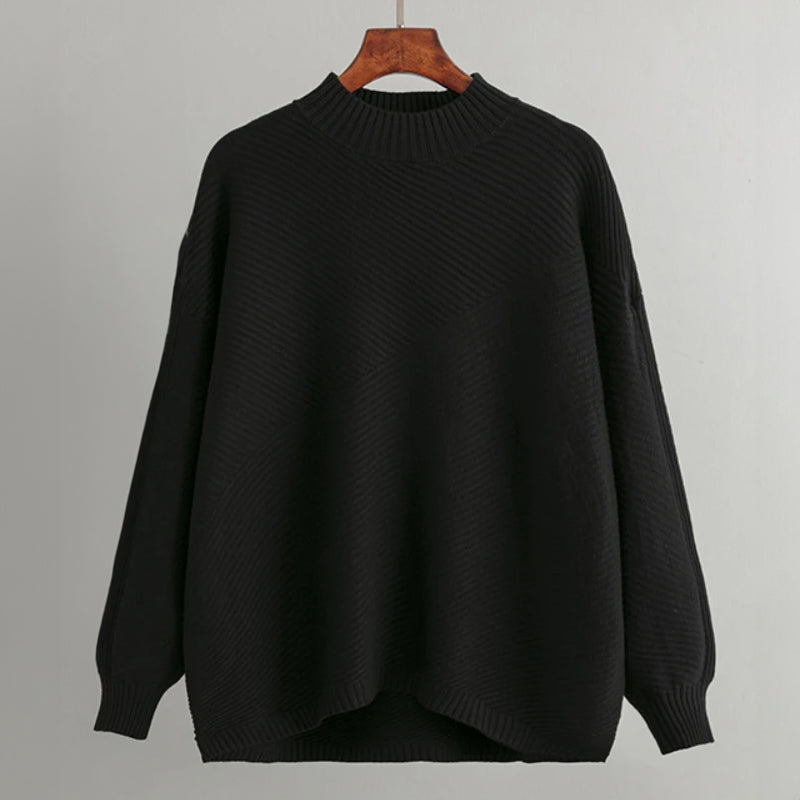 Taupe vintage unisex knit sweater subtle turtleneck relaxed fit soft cozy pullover neutral tone