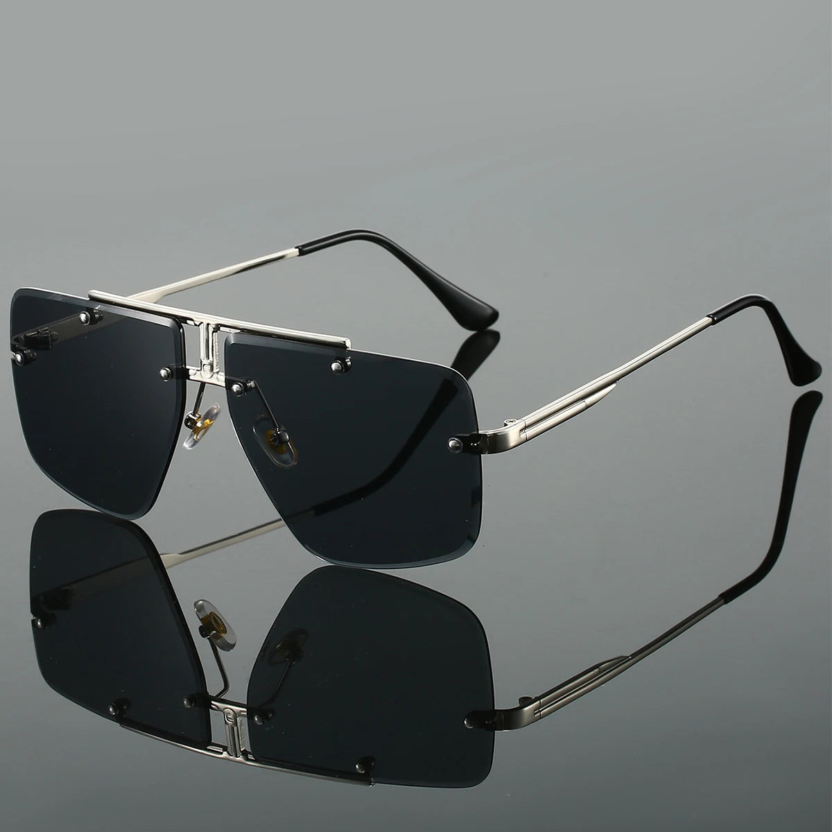 Zuri Flight Shades rimless aviator sunglasses with bold shield design and lightweight metal arms