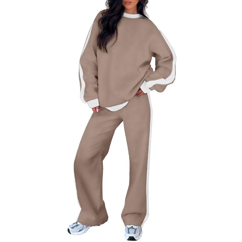Cozy relaxed-fit sweatshirt matching set in neutral tones with soft breathable fabric for everyday comfort