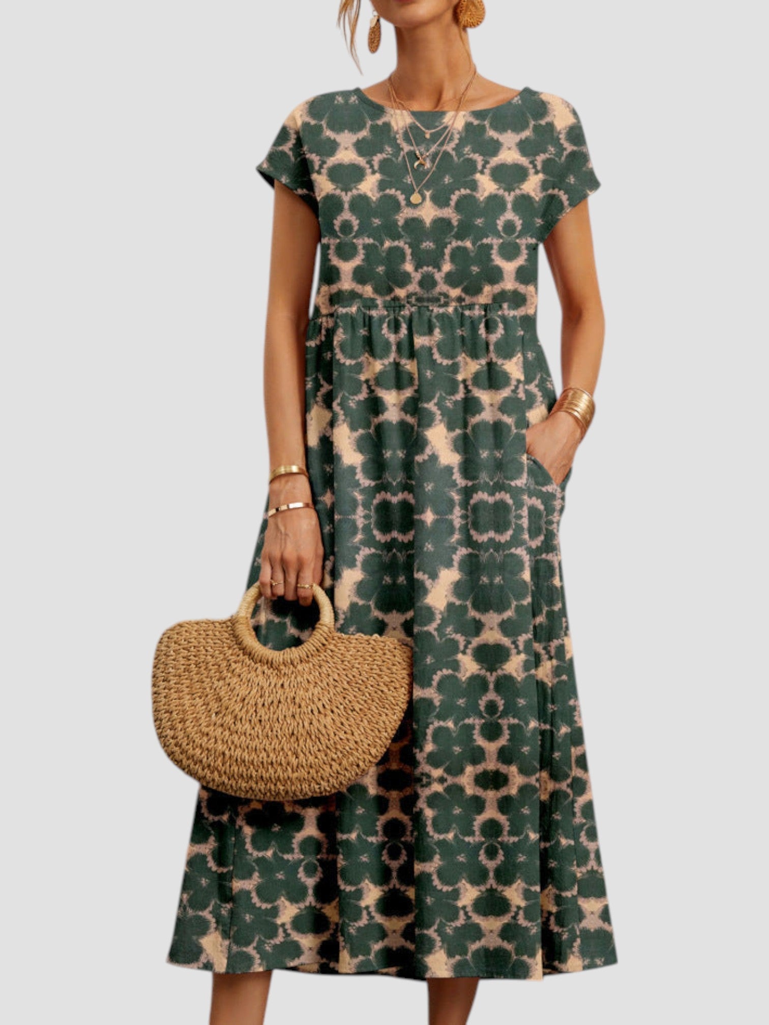 Vintage floral maxi dress with soft feminine silhouette and effortless flowing skirt for women