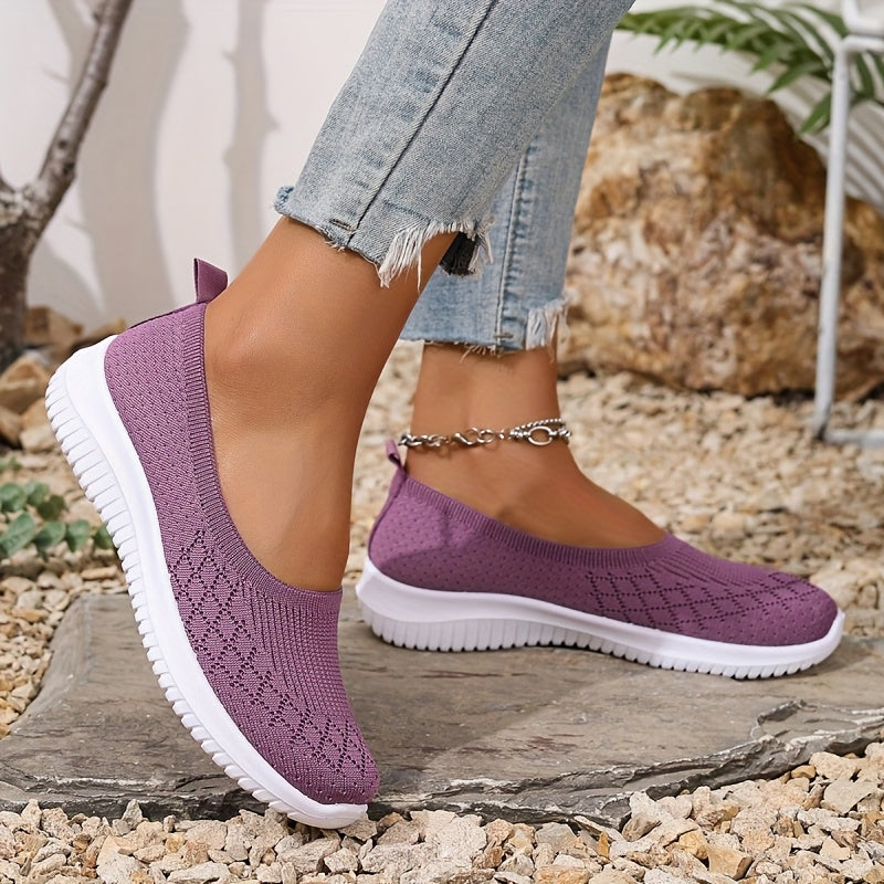 Women's breathable slip-on shoes with anti-slip sole, lightweight cushioned design for all-day comfort
