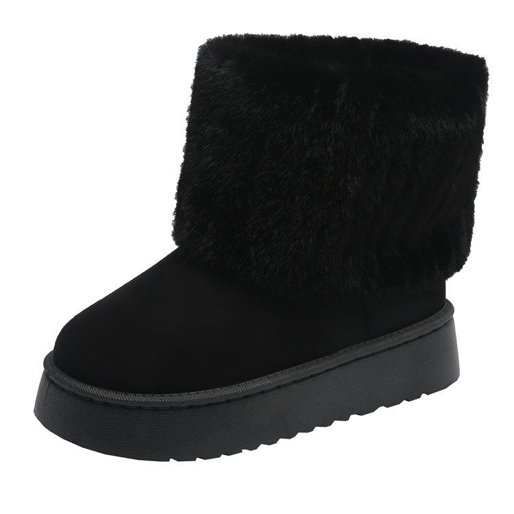 Women's winter ankle boots with luxurious fur trim, cozy and chic style for cold days