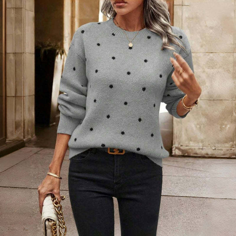 Romy cozy dot sweater soft knit pullover with delicate dotted pattern for casual chic layering