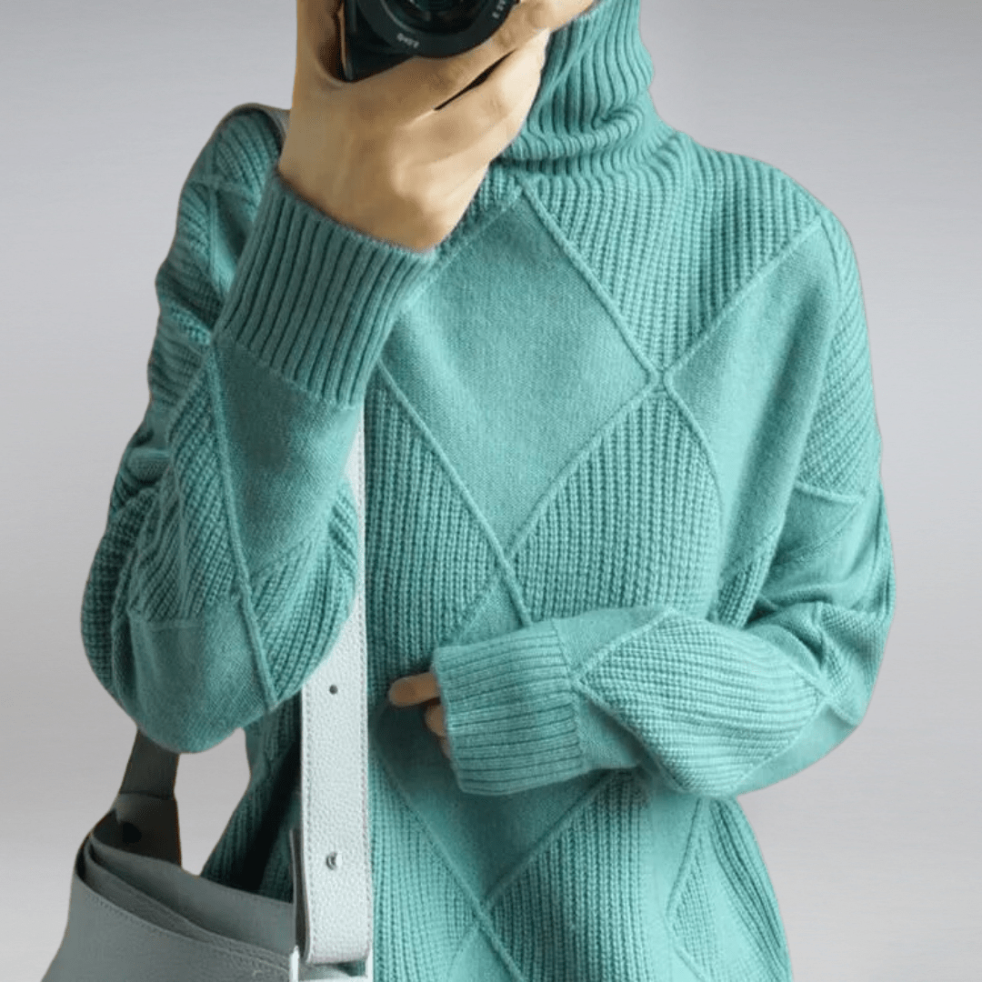 Carrie soft turtleneck sweater cozy slim-fit silhouette elegant neckline wardrobe staple