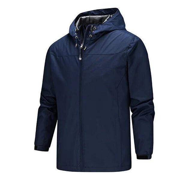 Wavlynn men's black hooded rain jacket water-resistant regular fit with sealed seams