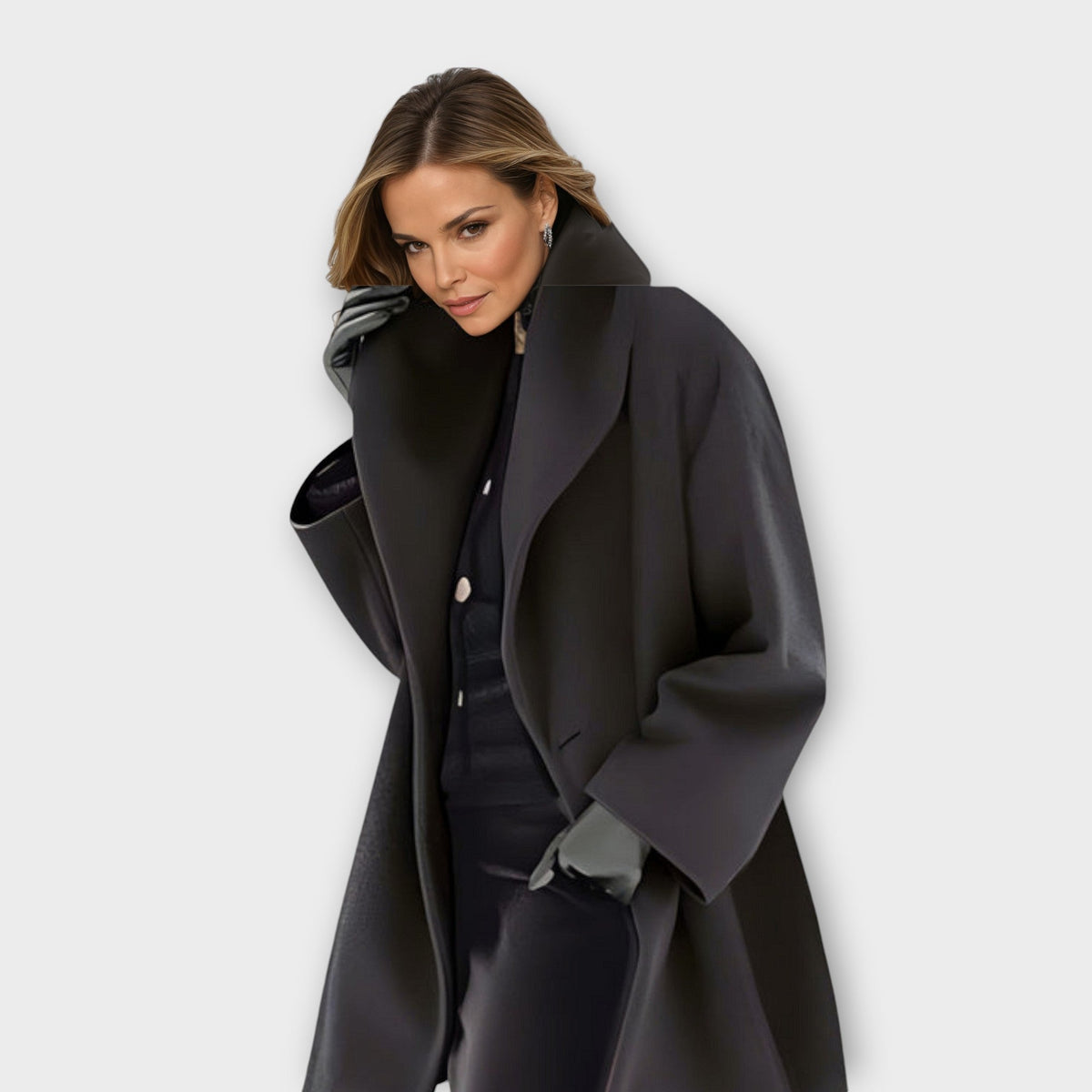 Women's oversized winter coat wide collar relaxed fit cozy chic layered outerwear by Wavlynn