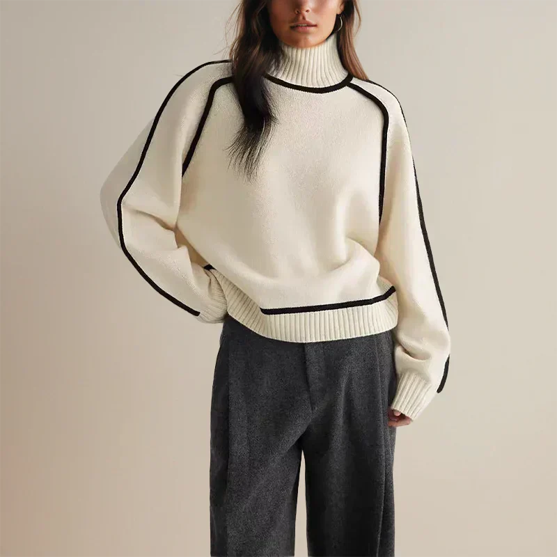 Soft elegant ruby red women's sweater with flattering silhouette and ultra-cozy refined knit design