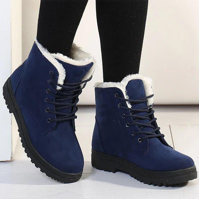 FrostLuxe plush cozy winter boots in neutral tones with warm fleece lining for cold weather