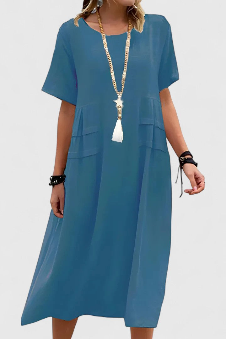 Elegant midi dress with flattering silhouette-enhancing cut and refined feminine style for any occasion