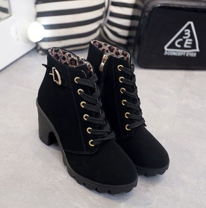 Hazel Wavlynn brown lace-up ankle boots with gold-tone eyelets and side zipper