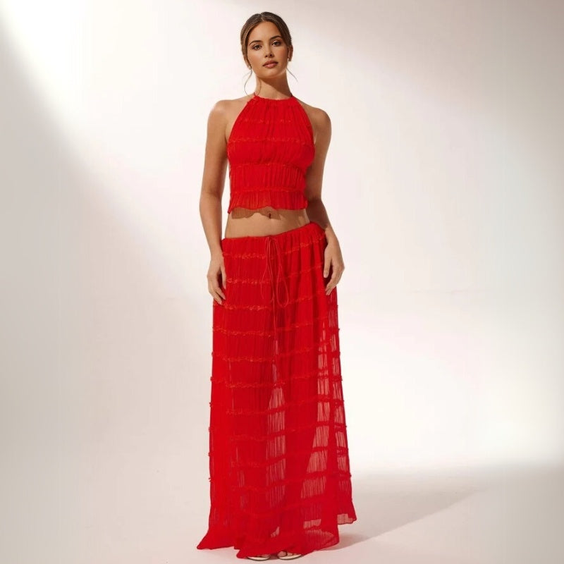 Léora ivory two-piece coordinated top and skirt set with relaxed silhouette and refined minimal style