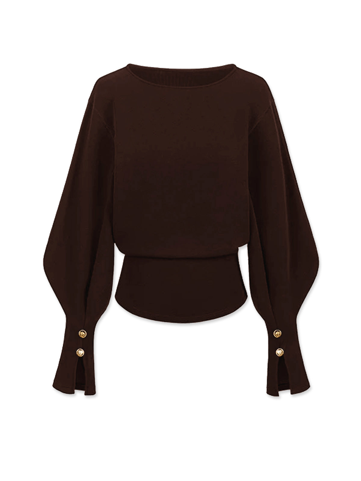 Gray bell sleeve cinched sweatshirt with flared cuffs and elastane stretch blend casual chic fit