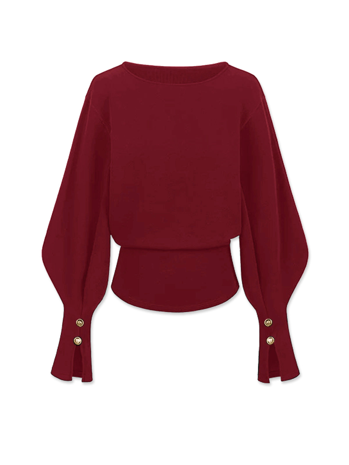 Gray bell sleeve cinched sweatshirt with flared cuffs and elastane stretch for a relaxed elegant fit