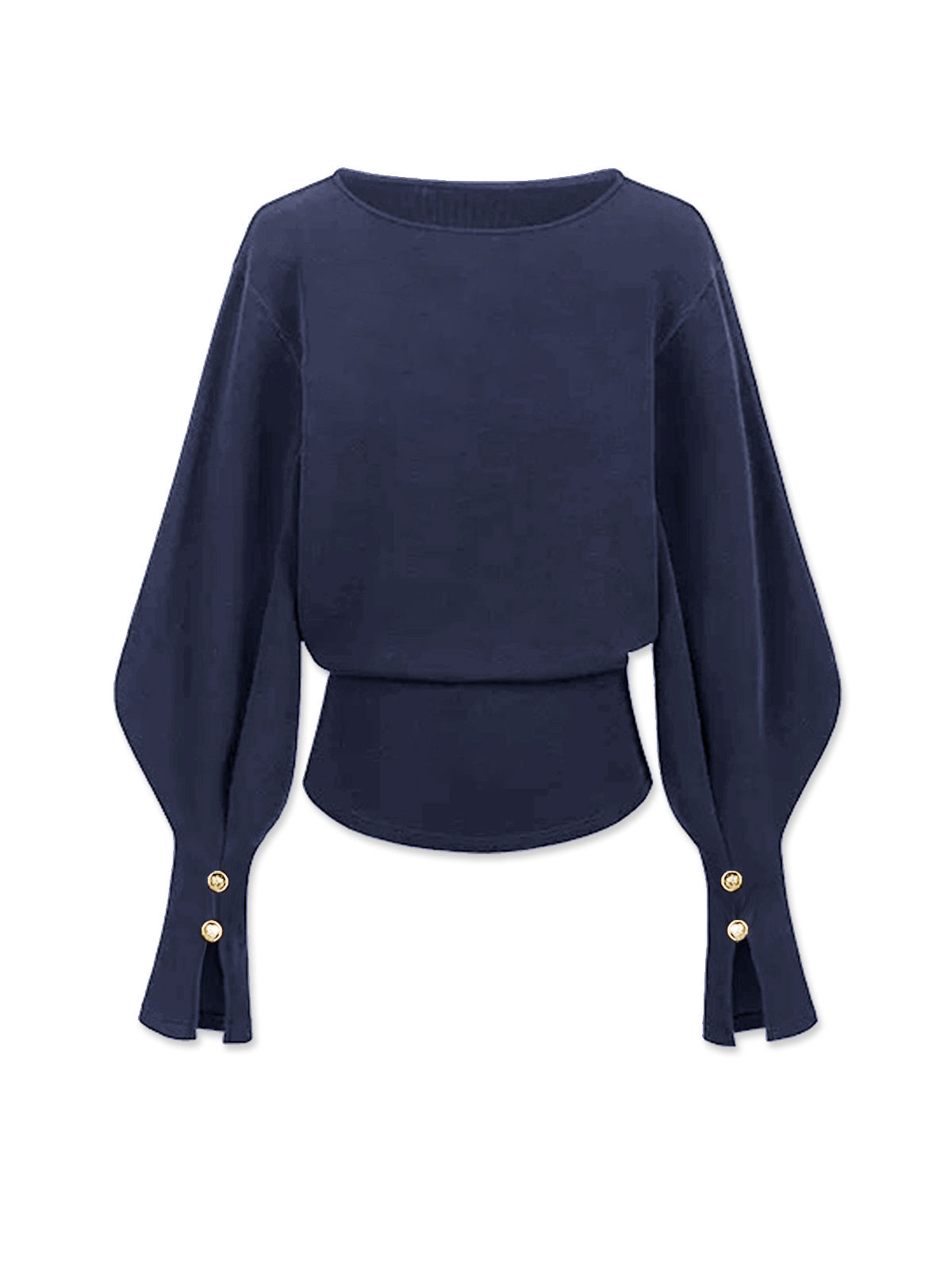 Gray cinched sweatshirt with dramatic bell sleeves, relaxed casual fit, and elastane stretch comfort