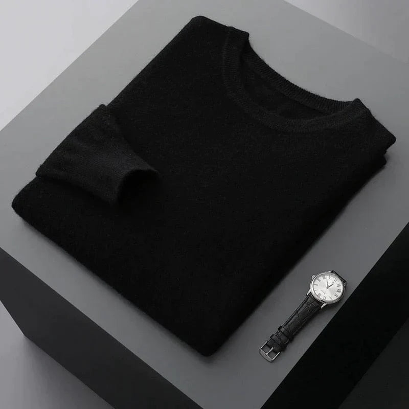 Men's casual crewneck knit sweater long sleeve smooth finish refined comfort everyday layering