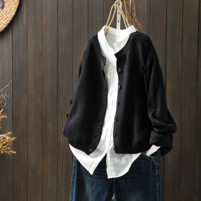 Burgundy button-up knit cardigan women cozy winter layering essential with classic closure