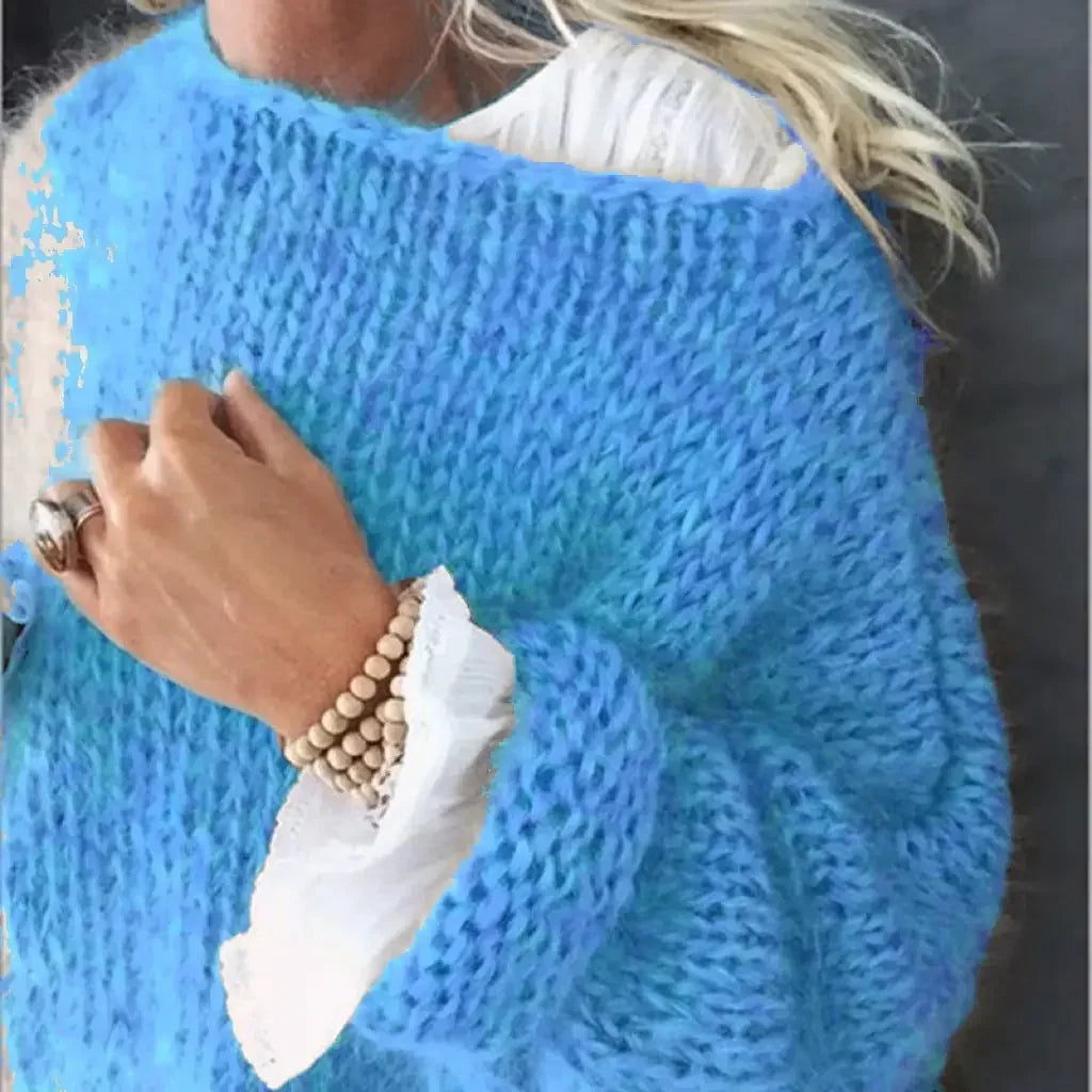 Kerry lightweight knitted sweater in neutral tone, slim-fit layering piece with soft cozy texture
