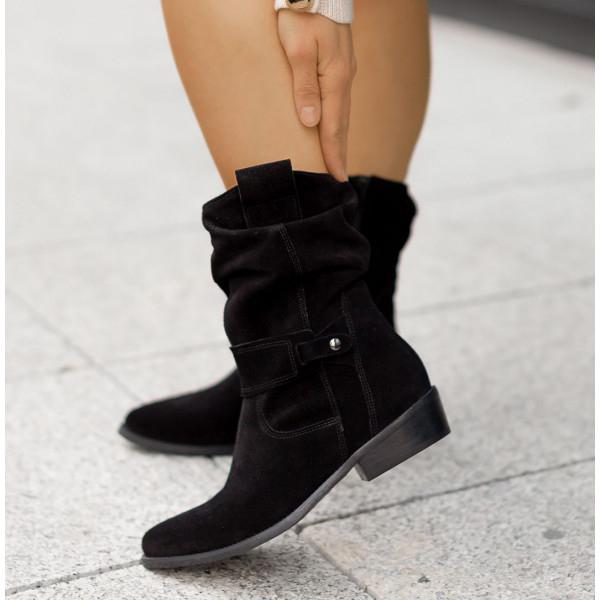 Elegant black ankle boots with side zipper closure and comfort support for women