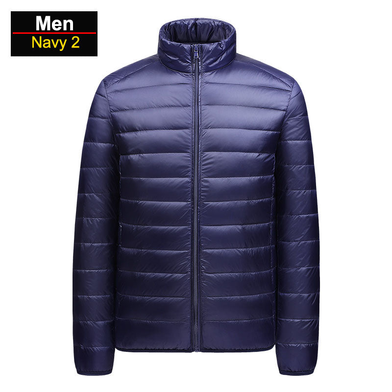 Men's ultralight packable puffer jacket windproof insulation slim fit for outdoor adventures