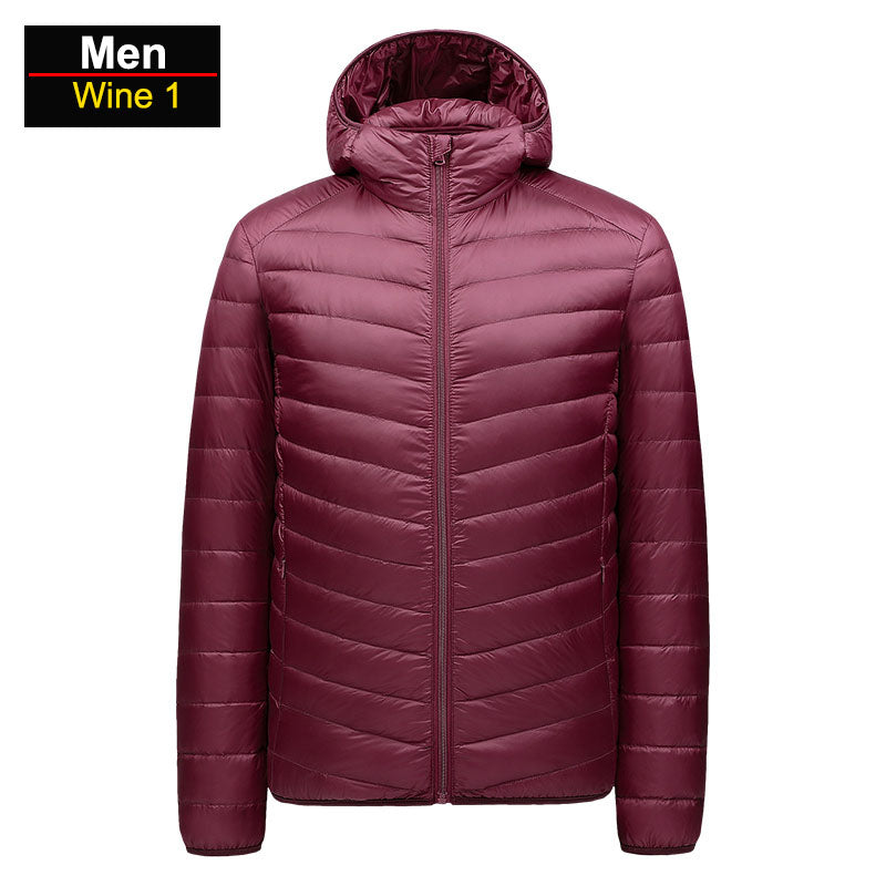 Men's ultralight packable puffer jacket windproof insulation slim fit for outdoor adventures