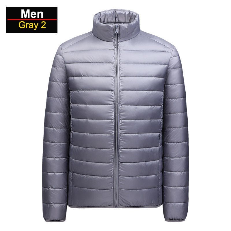 Men's ultralight packable puffer jacket windproof insulation slim fit for outdoor winter adventures