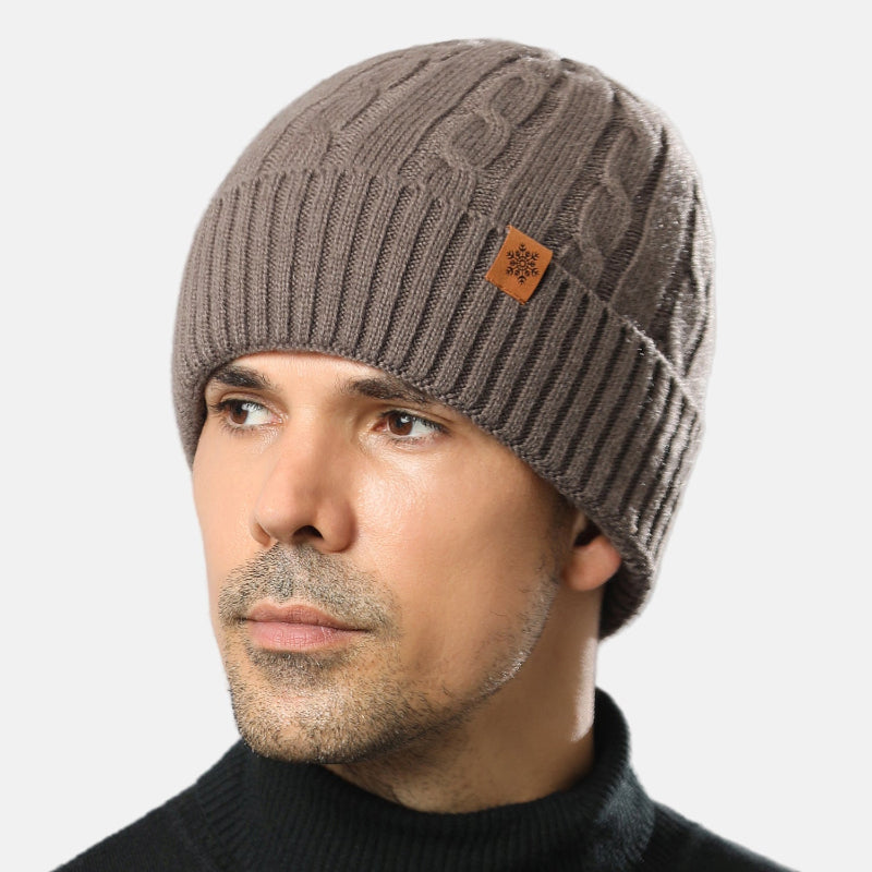 Navy blue men's ribbed knit beanie hat thick skullcap warm winter casual outdoor wear