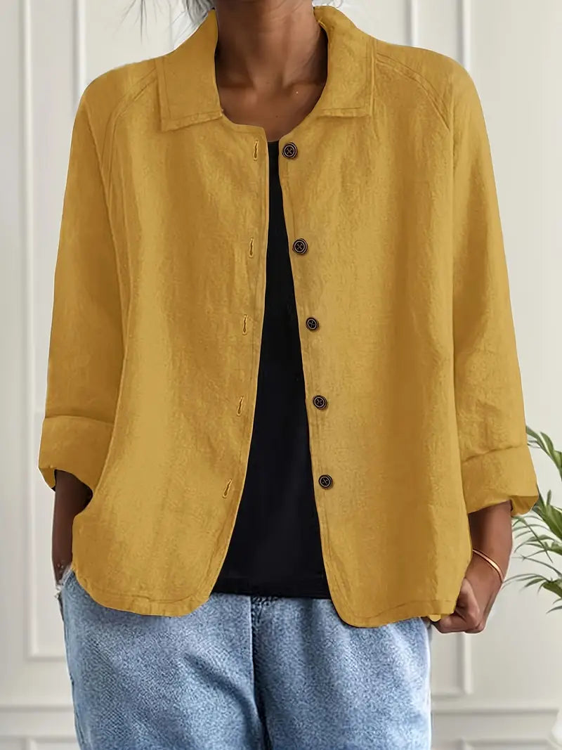 Denise classic lightweight women's top in neutral tone, versatile layering piece with relaxed fit