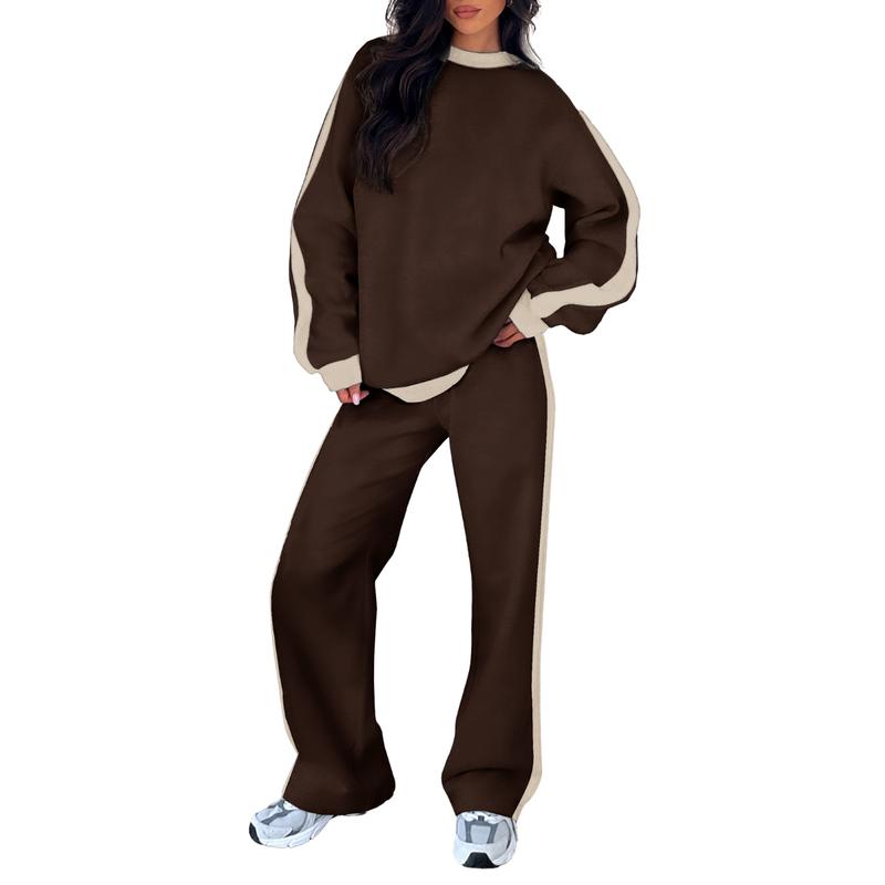 Cozy relaxed-fit sweatshirt matching set in neutral tones with soft breathable fabric for effortless style