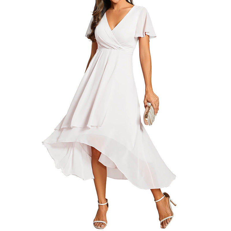 Morgan silk chiffon A-line dress high waist airy silhouette for weddings evening events