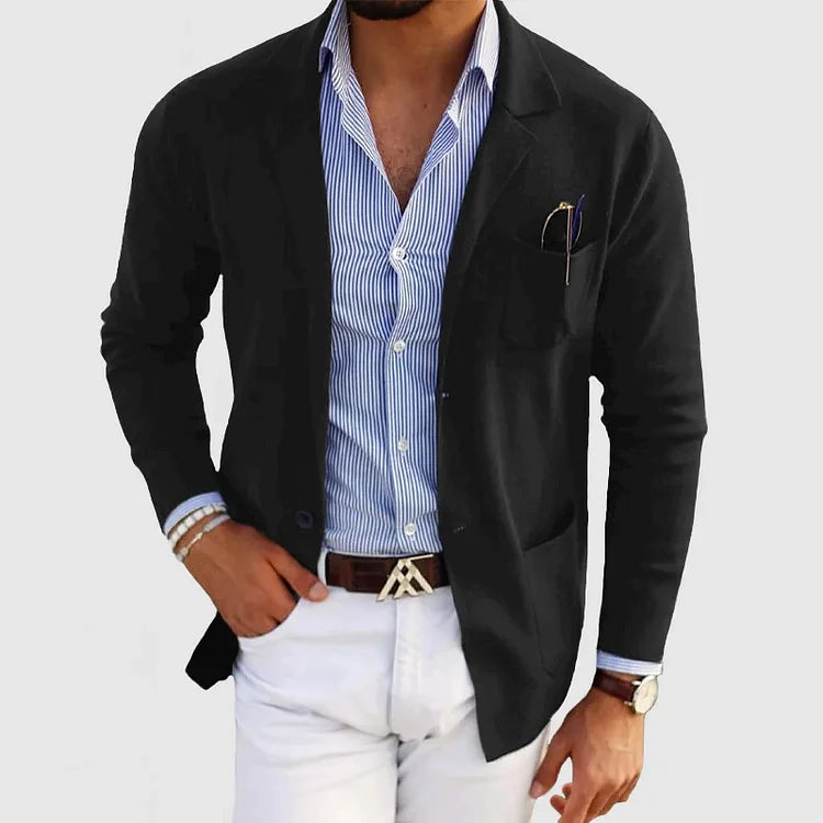 Men's slim fit lightweight blazer, single-breasted notch lapel 2-button closure tailored silhouette