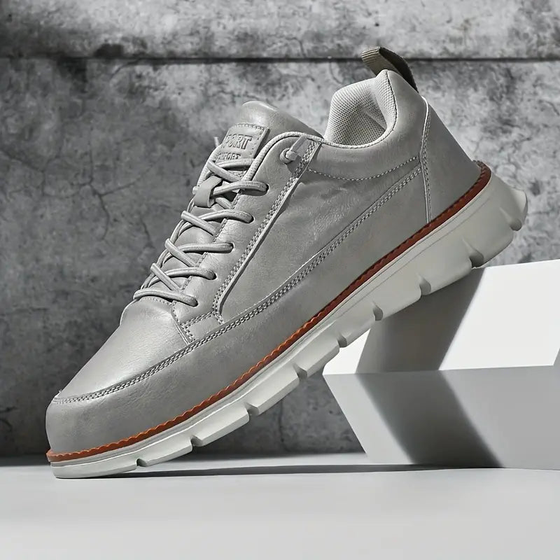 Axel white vegan leather low-top sneakers with cushioned orthopedic insole and flexible sole