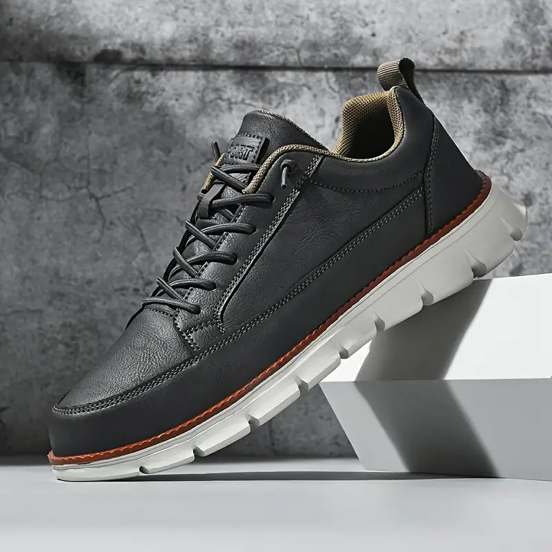 Axel white vegan leather low-top sneakers with cushioned orthopedic insole and flexible sole