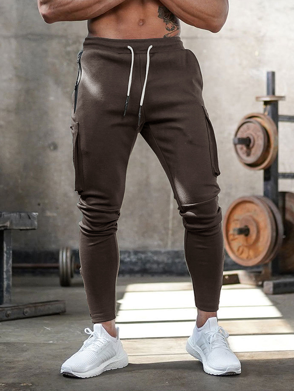 Men's athletic joggers breathable stretch fabric multiple pockets sporty tapered fit all-day comfort