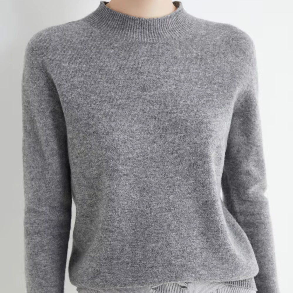 Sophie unisex ivory wool turtleneck sweater, elegant soft knit with high neckline by Wavlynn