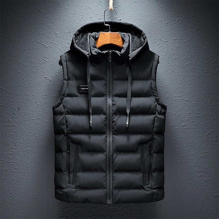 Casual hooded vest sleeveless layering essential in neutral tone for year-round versatile wear