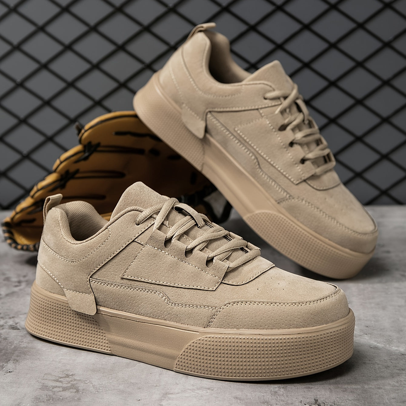 Men's chunky sole lace-up street sneakers by Wavlynn in bold colorway for urban streetwear