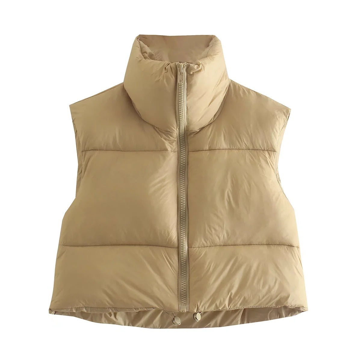 Women's sleeveless puffer vest lightweight warmth stand collar British-inspired style cold weather layering