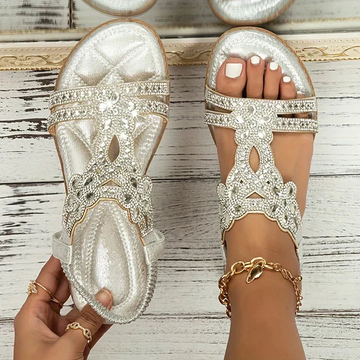Women's boho cushioned comfort sandals with artisanal detailing and relaxed open-toe silhouette