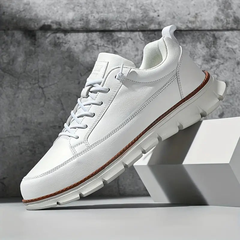 Axel white vegan leather low-top sneakers with cushioned orthopedic insole and flexible sole