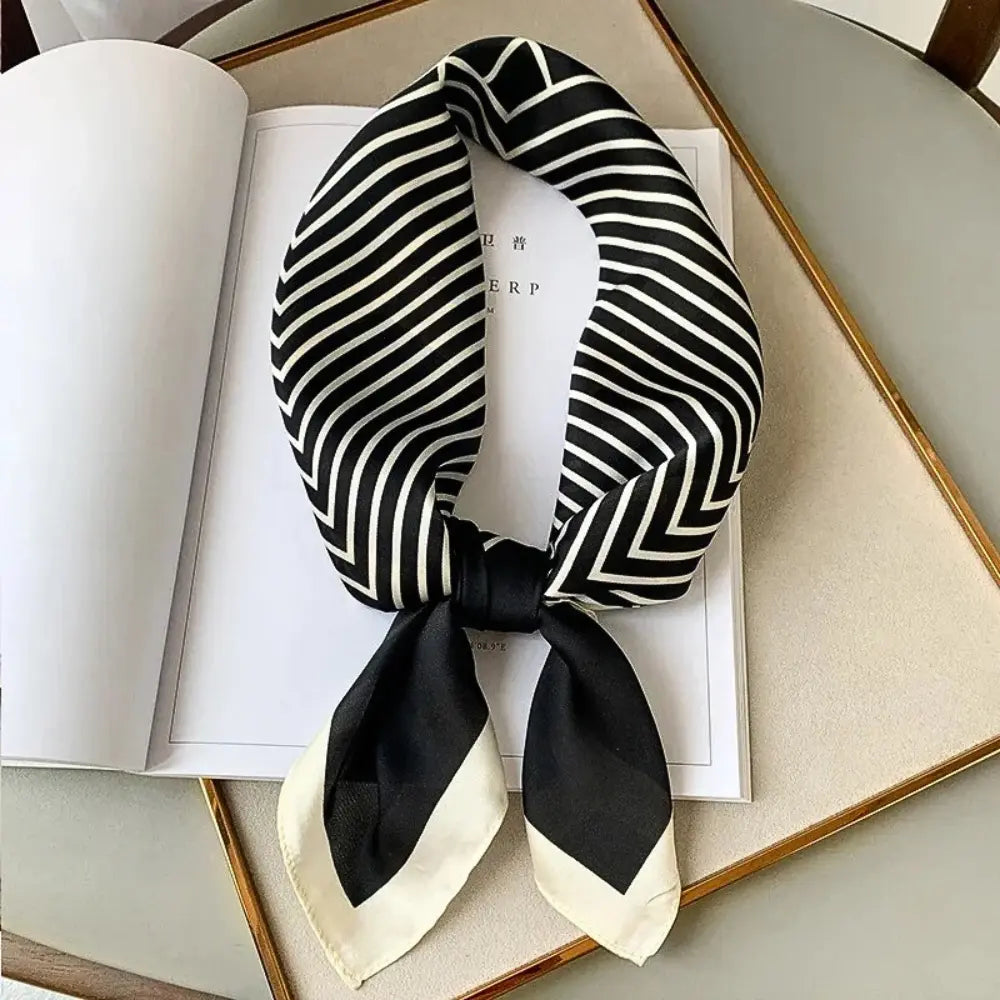 Waylynn Celeste lightweight silk scarf in versatile styles for neck, headband, or bag with natural sheen