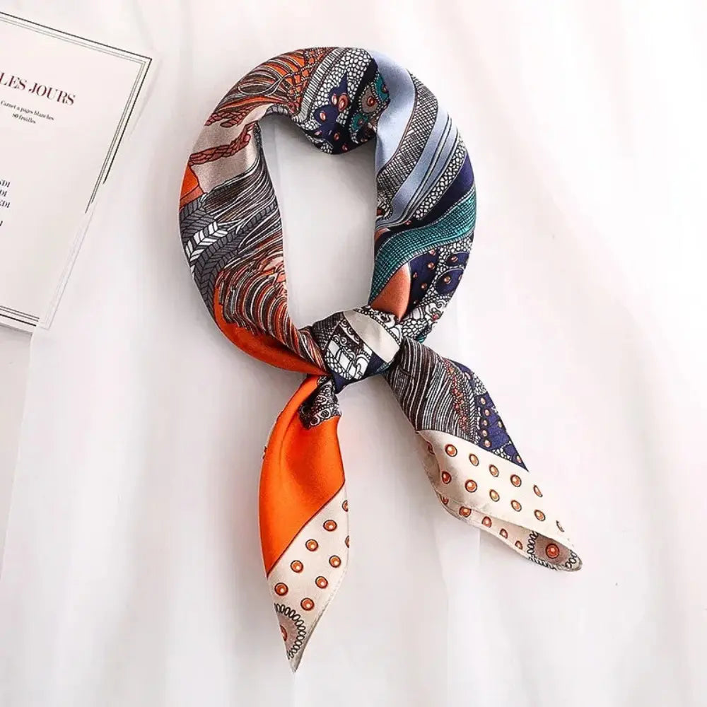 Waylynn Celeste lightweight silk scarf in versatile styles for neck, headband or bag with natural sheen