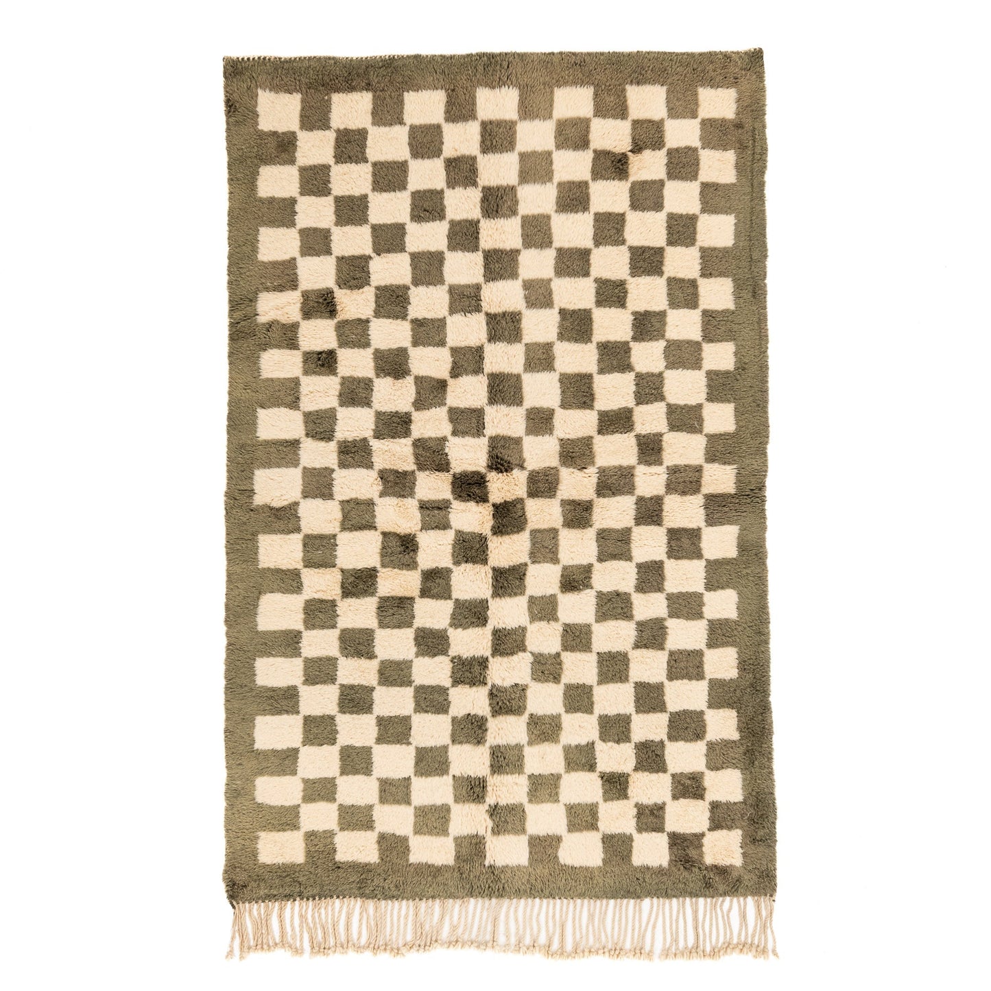 Checkered Garden - Luxury Shag Moroccan Rug - Wavlynn