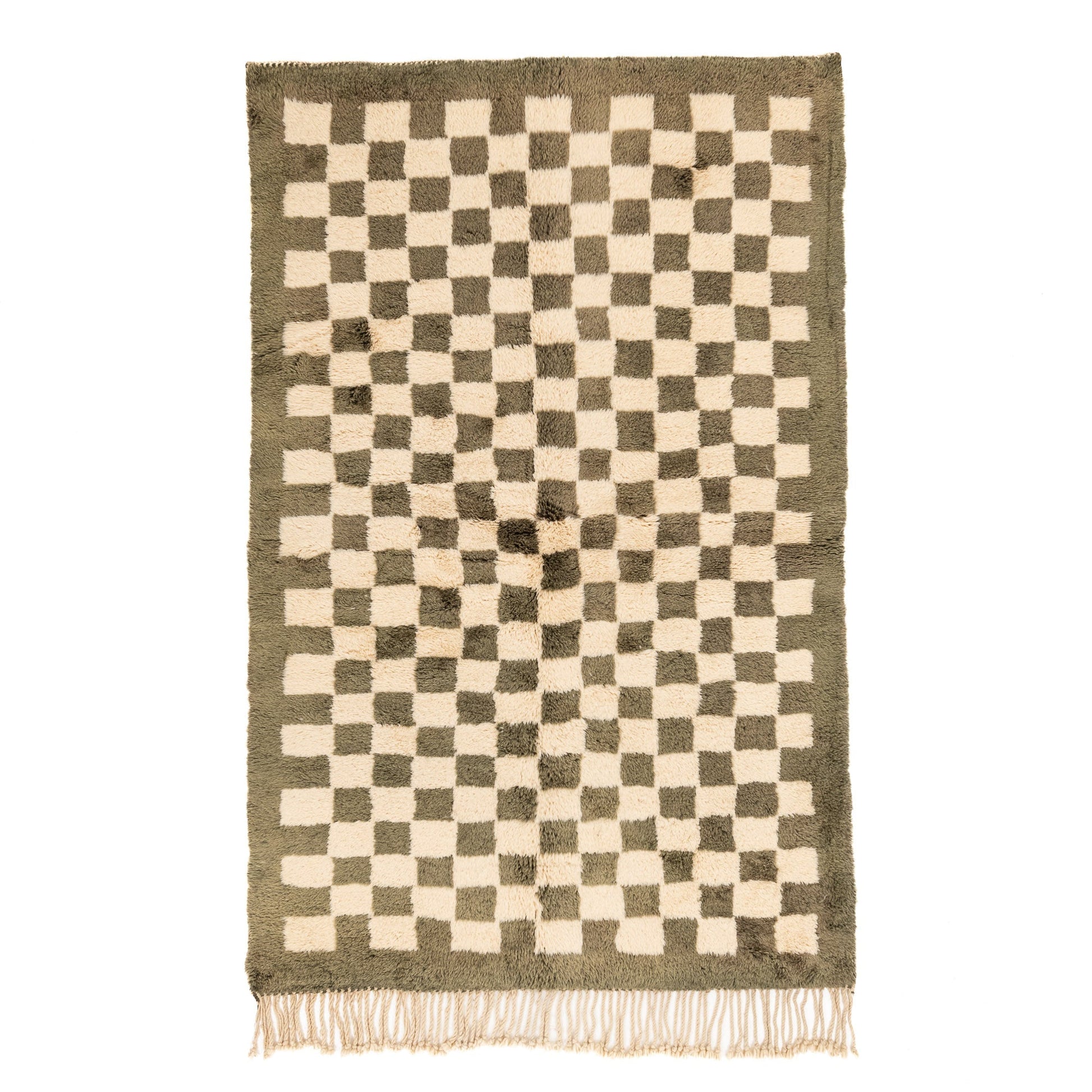 Checkered Garden - Luxury Shag Moroccan Rug - Wavlynn
