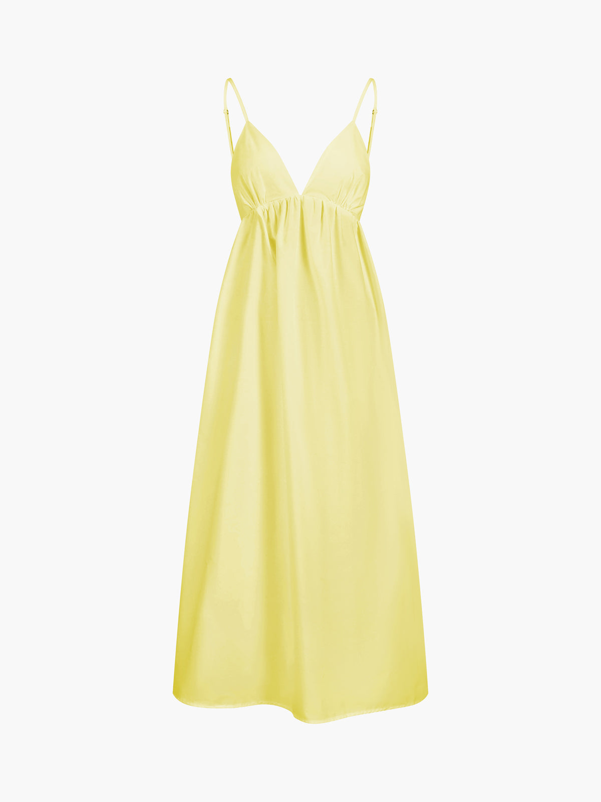 Coastal cowgirl cotton maxi dress with open back, V-neck, and slim straps for warm-weather style