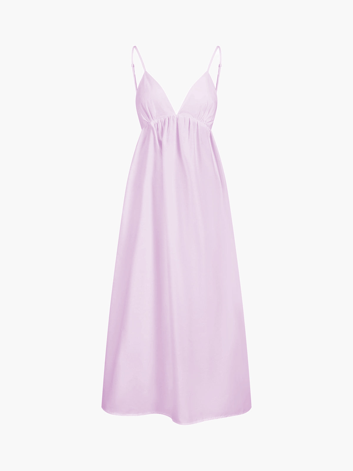 Coastal cowgirl open-back maxi dress in cotton with V-neck, slender straps, and breezy bohemian silhouette