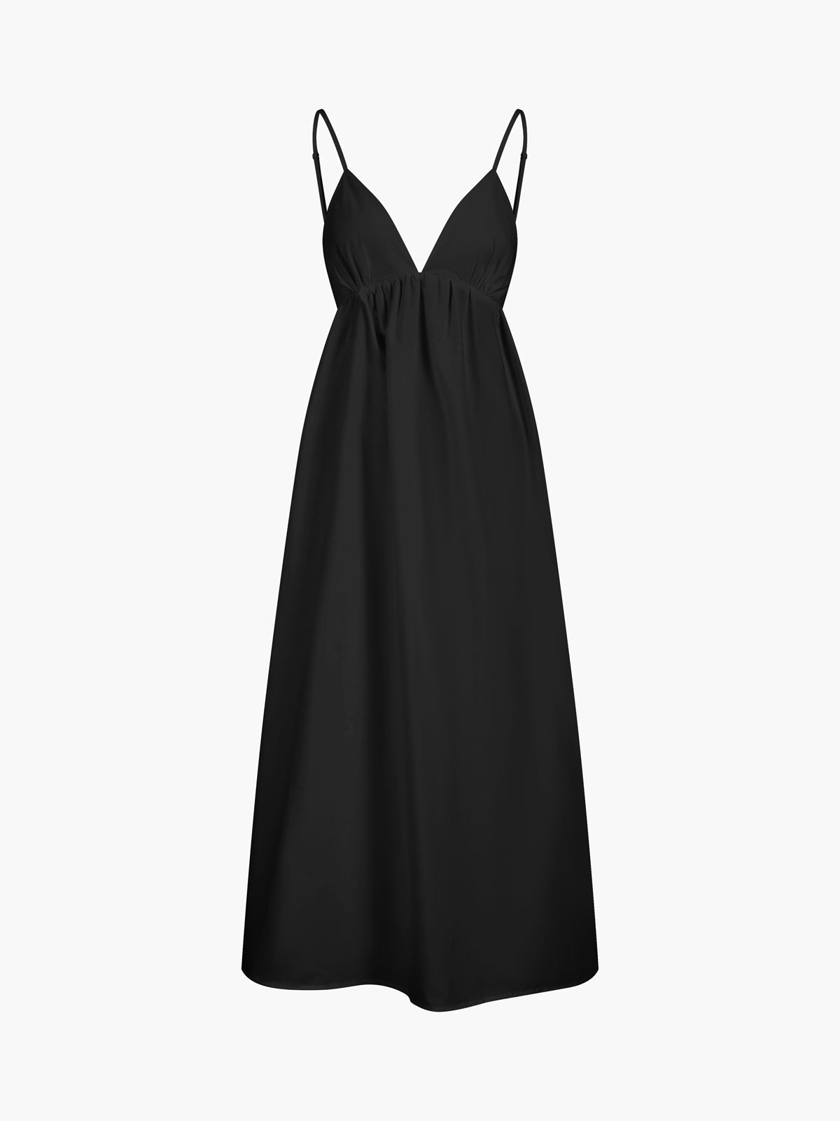 Coastal cowgirl open-back maxi dress in cotton with V-neck, slender straps, and breezy boho silhouette